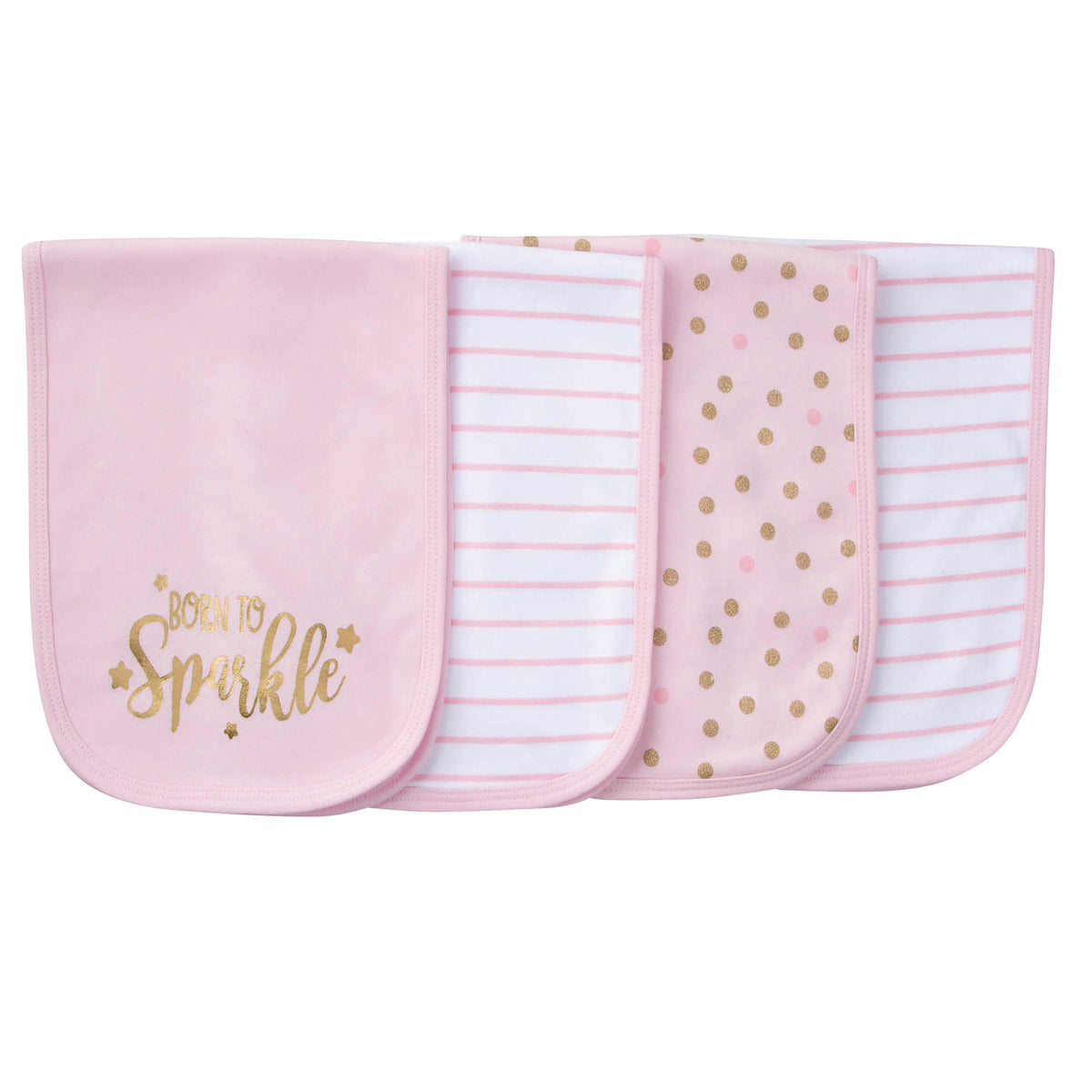 4-Pack Girls Princess Castle Terry Burp Cloths
