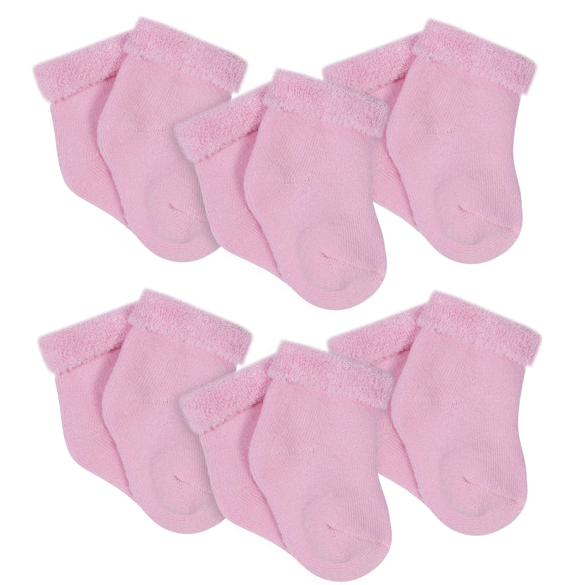 6-Pack Craft Pink Wiggle-Proof Bootie Socks