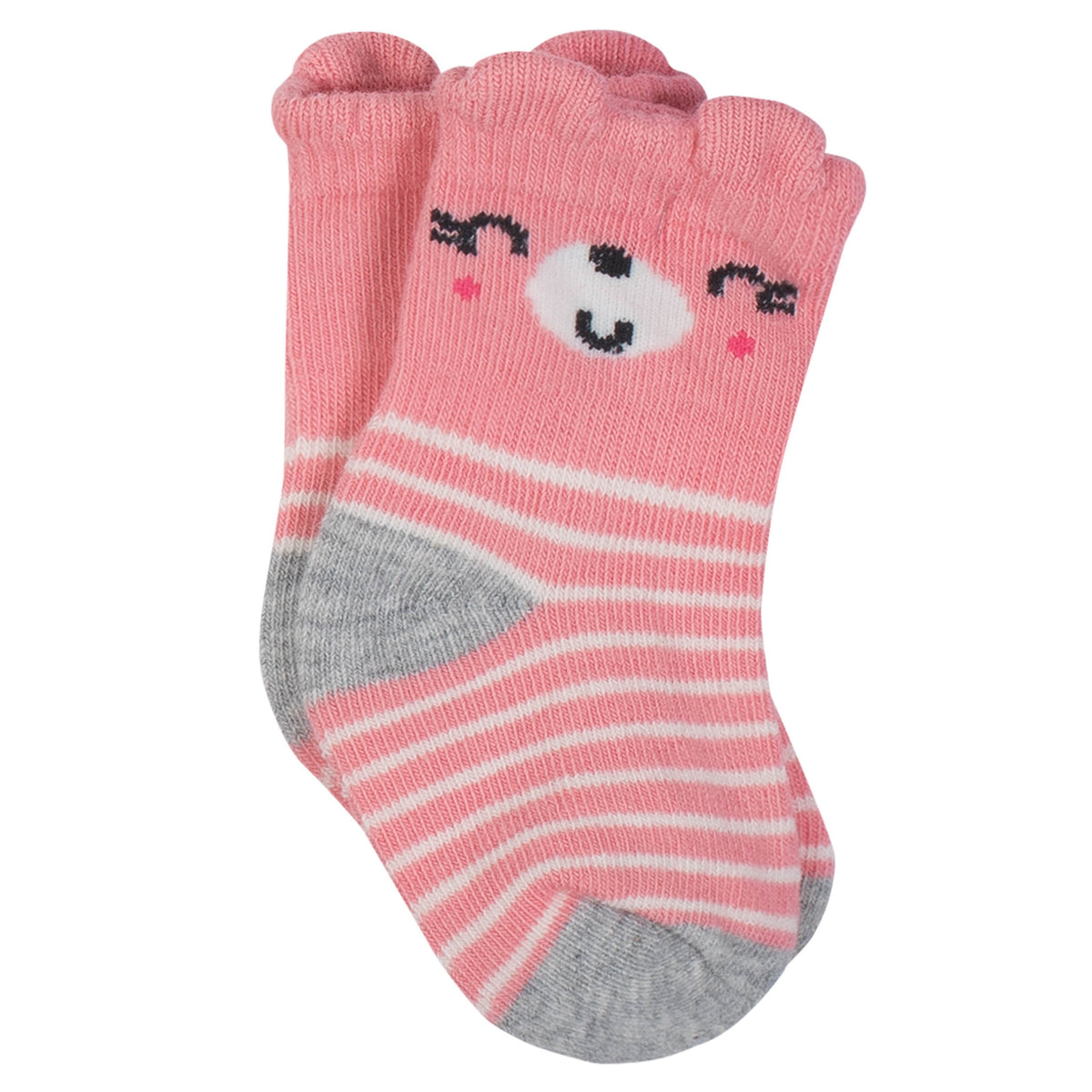 8-Pair Girls Animal Face Wiggle Proof Socks, additional view 1