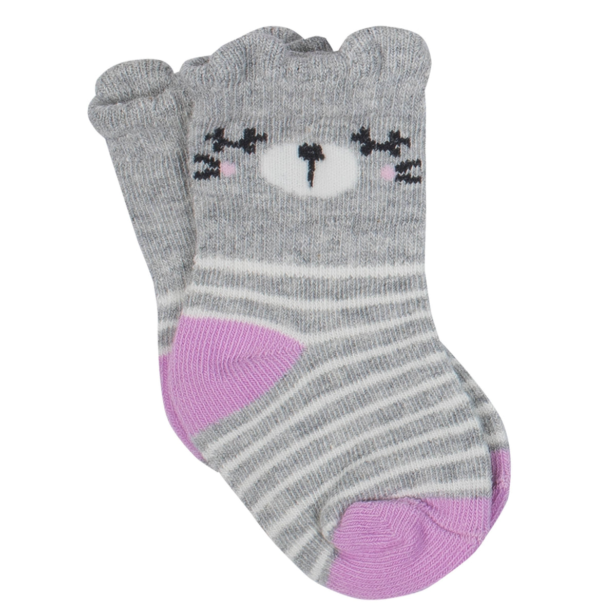 8-Pair Girls Animal Face Wiggle Proof Socks, additional view 2