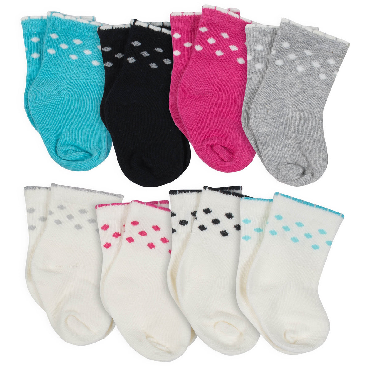 8-Pair Girls Polka Dots Wiggle Proof Socks