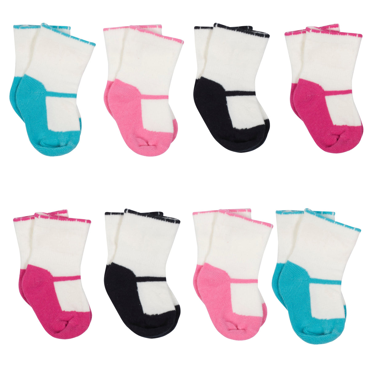 8-Pair Girls Jersey Wiggle Proof Socks