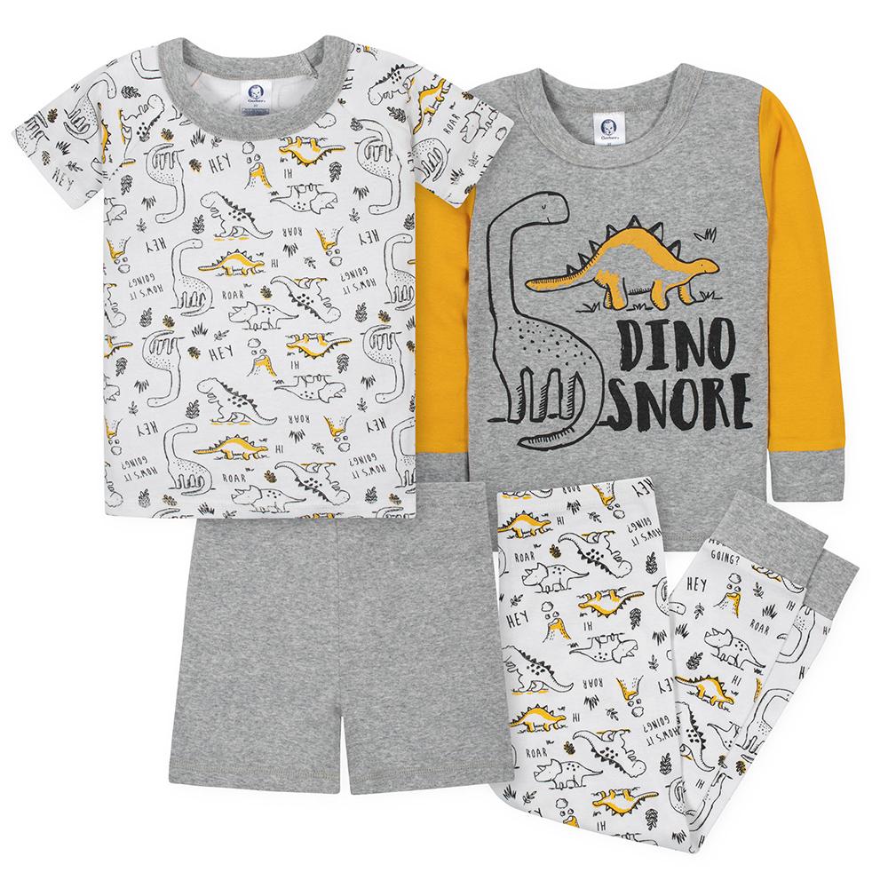 4-Piece Boys Dino Snug Fit Pajama Set