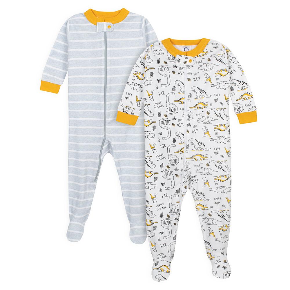 2-Pack Baby Boys Dinos Snug Fit Footed Pajamas