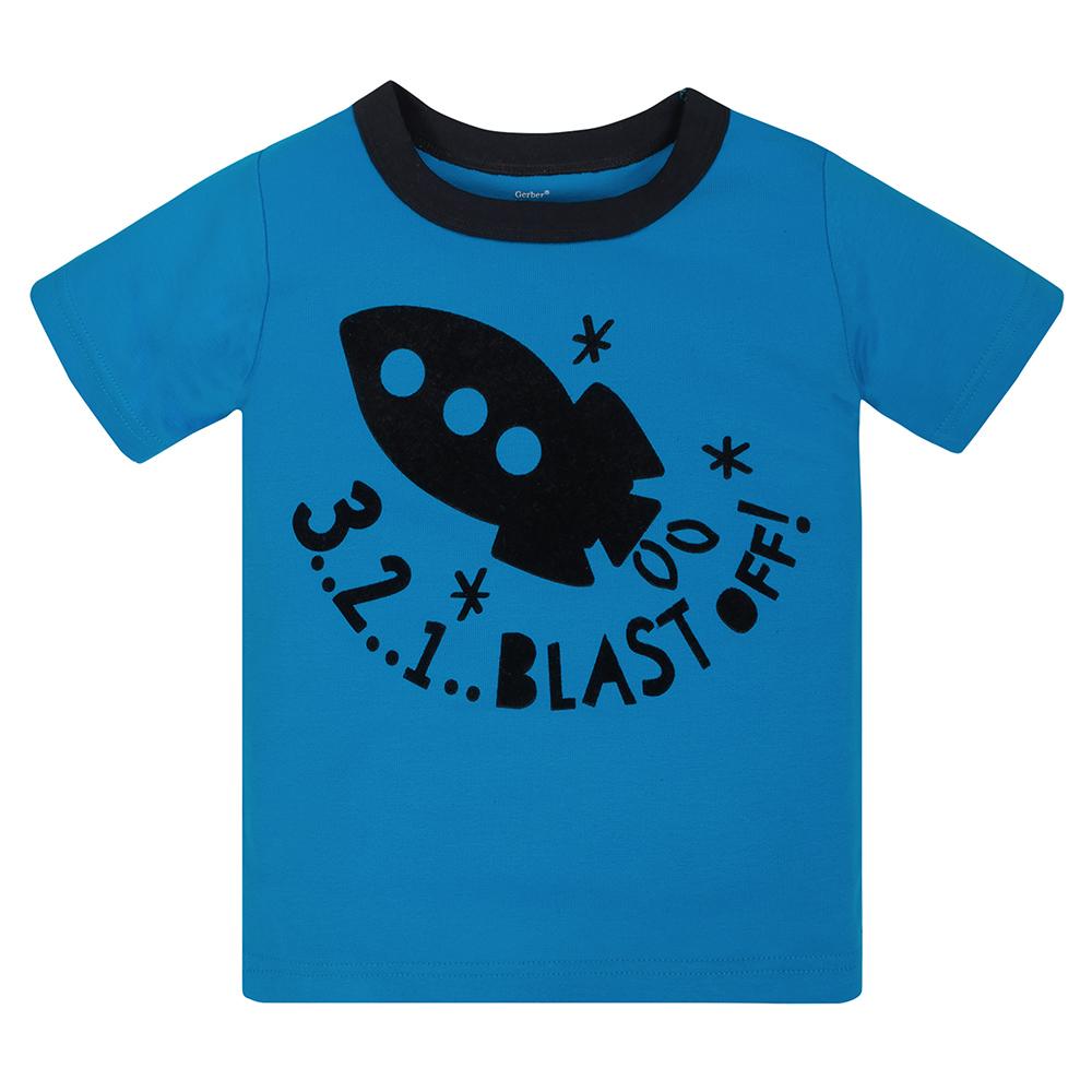 4-Piece Toddler Boys Rocket Ship Shirts, Shorts & Pants Set, additional view 1