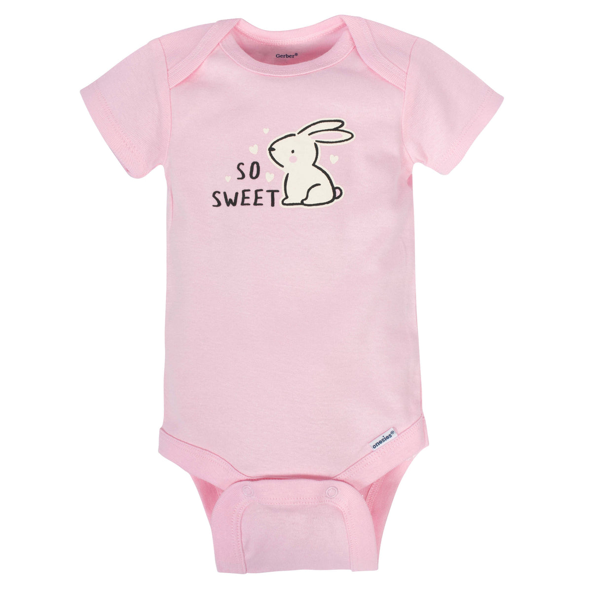 8-Pack Baby Girls Bunny Short Sleeve Onesies Bodysuits, additional view 1
