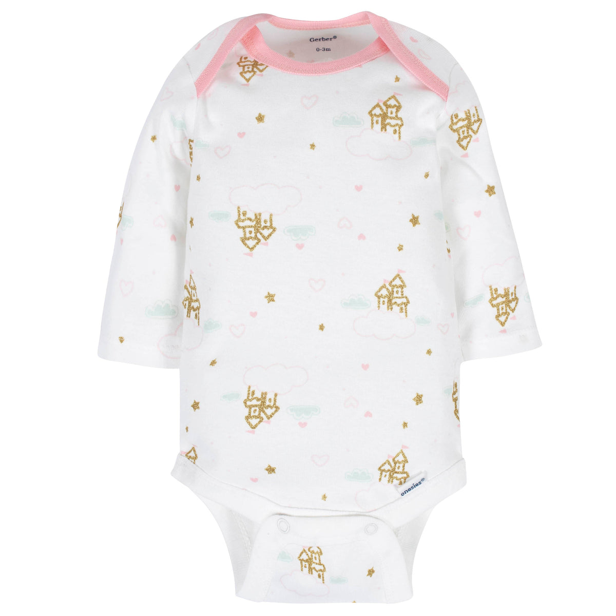 6-Pack Baby Girls Castle Long Sleeve Onesies Bodysuits, additional view 2