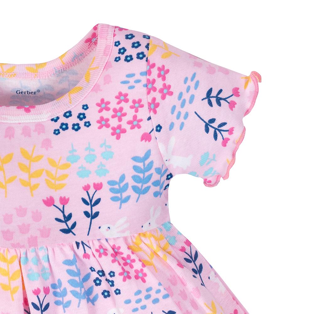 3-Piece Girls Bunny Garden Dress, Diaper Cover & Headband Set, additional view 1