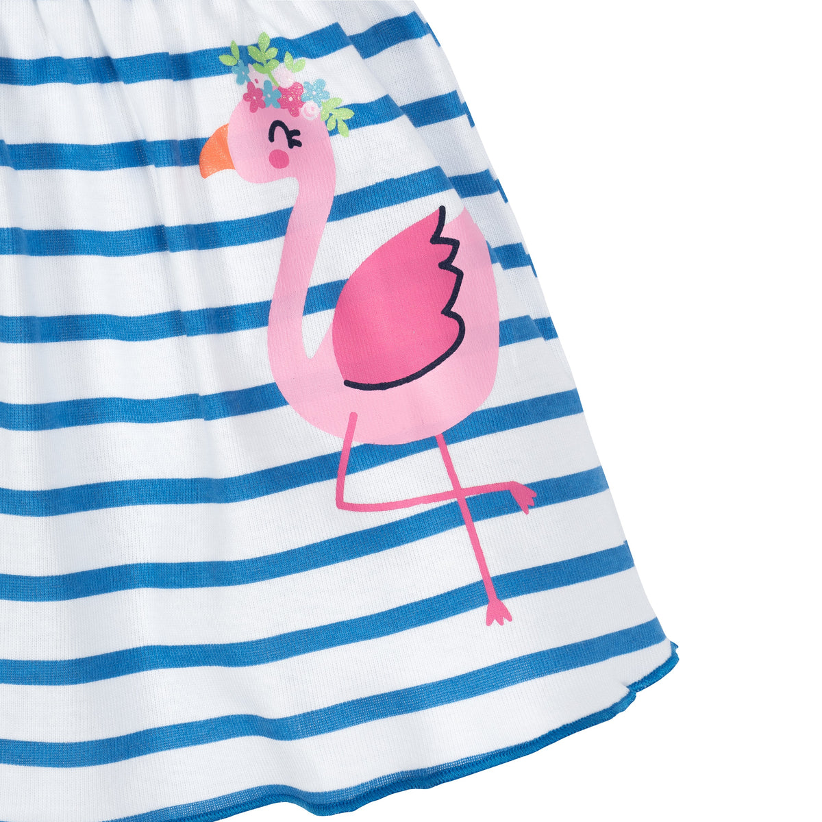 3-Piece Girls Striped Flamingo Dress, Diaper Cover & Headband Set, additional view 2