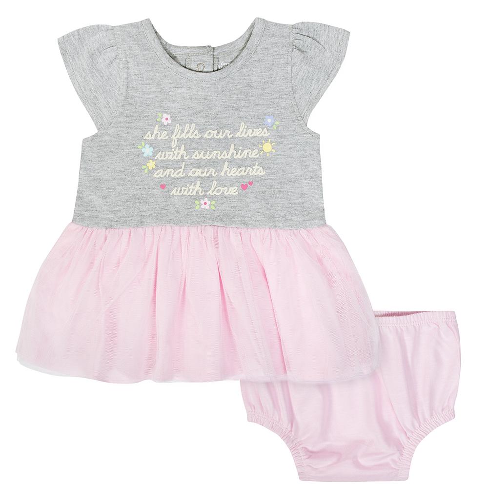 2-Piece Baby Girls Flowers Cap Sleeve Dress with Diaper Cover