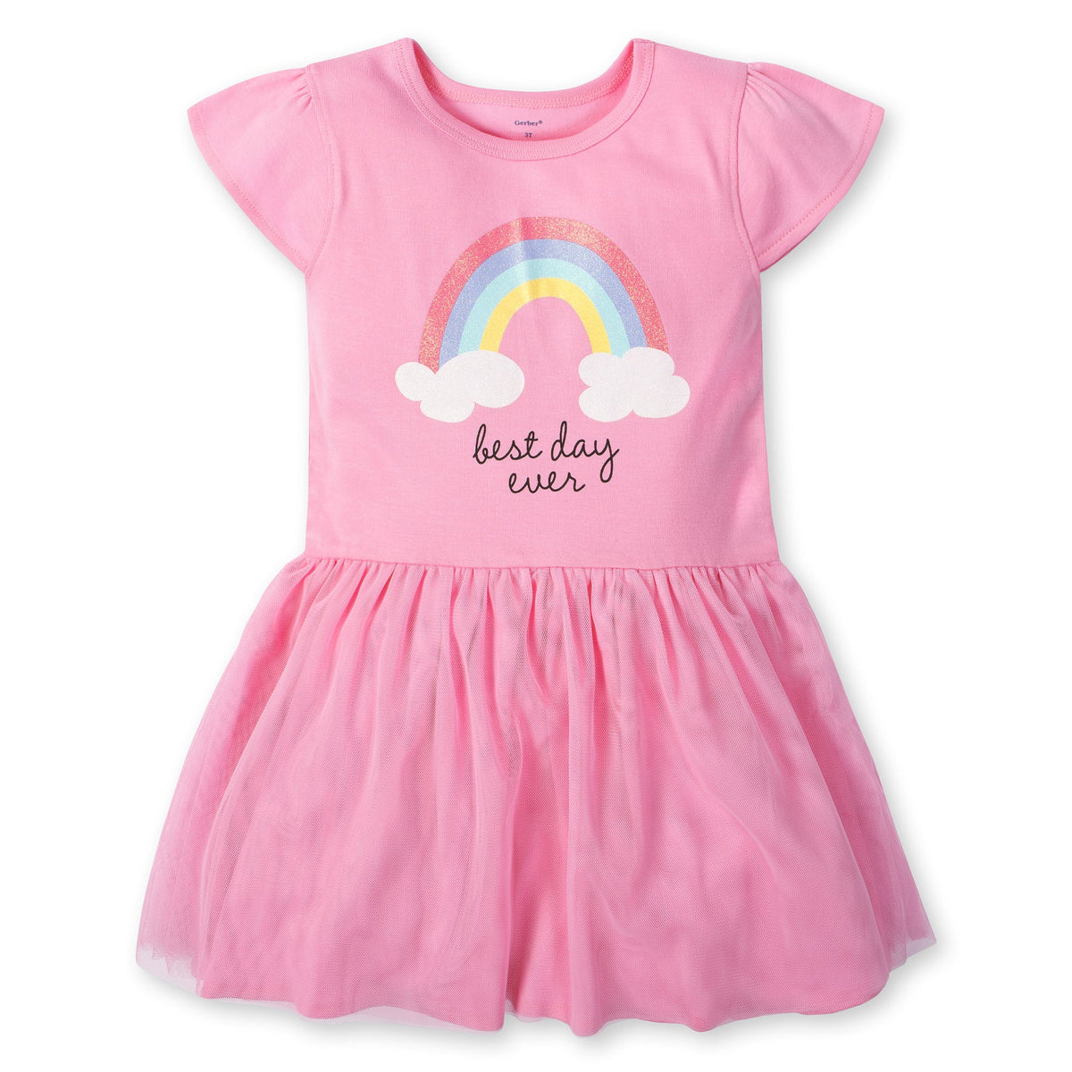 Girls Rainbow Cap Sleeve Dress