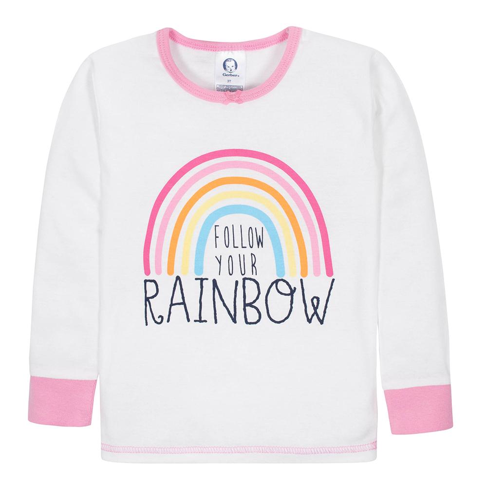 4-Piece Girls Rainbow Snug Fit Pajama Set, additional view 1