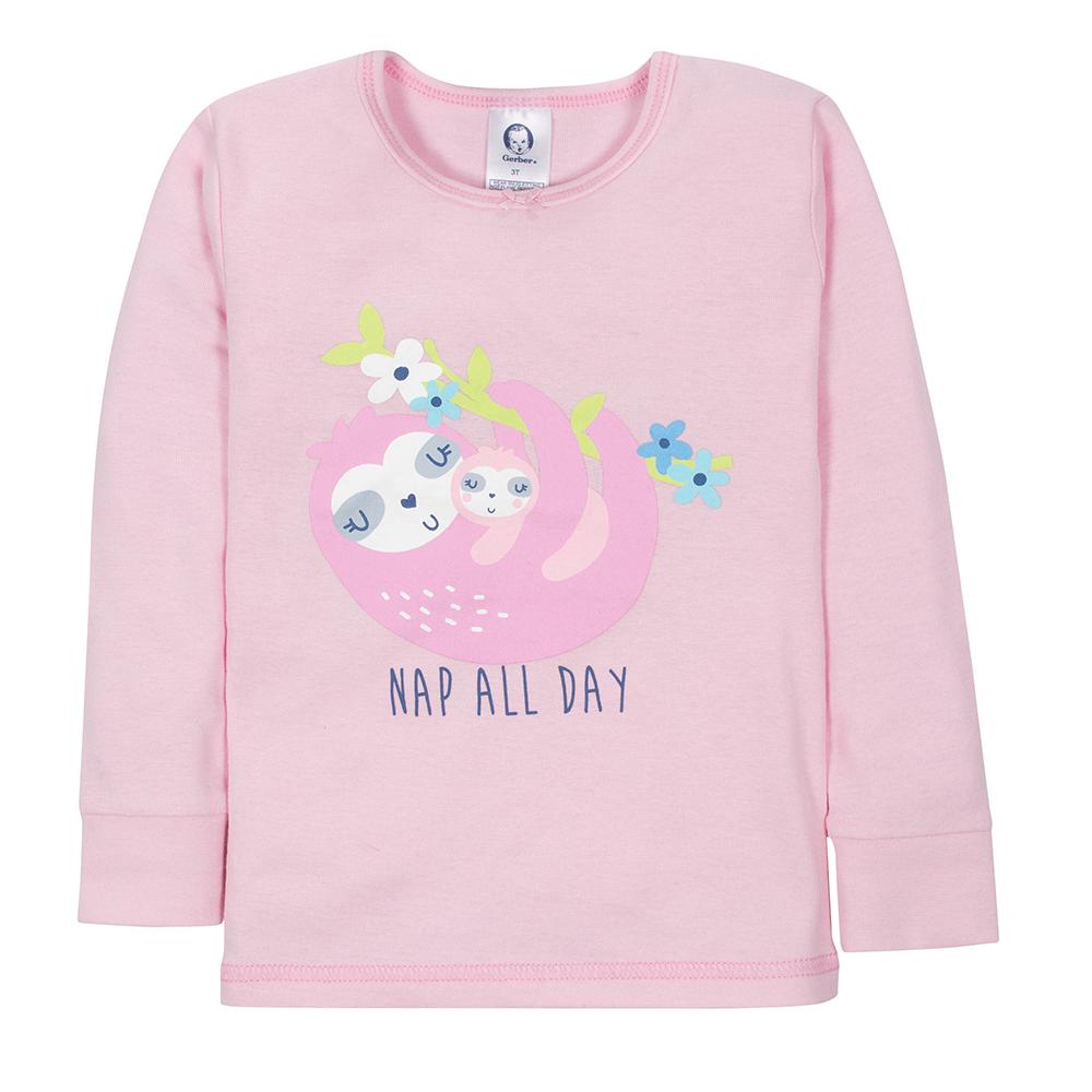 4-Piece Infant & Toddler Girls Sloths Snug Fit Pajama Set, additional view 1