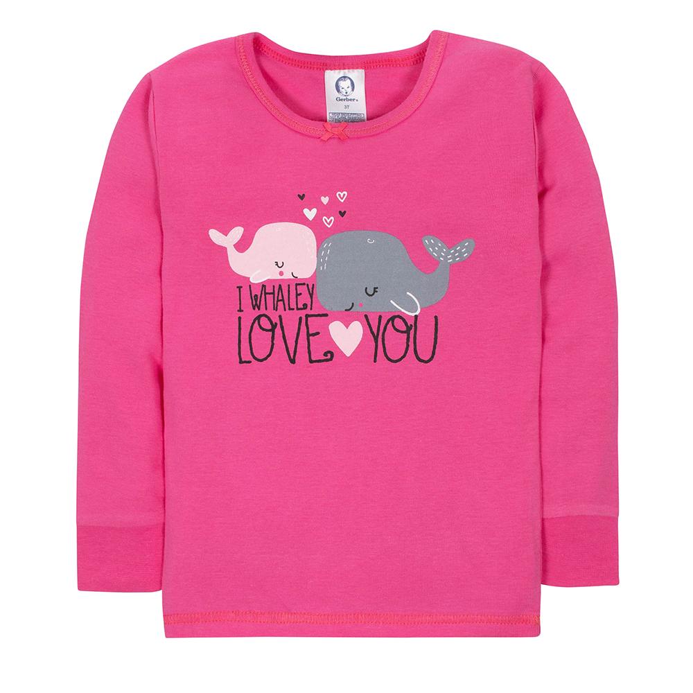4-Piece Girls Whales Snug Fit Pajama Set, additional view 1