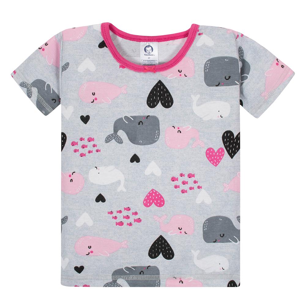 4-Piece Girls Whales Snug Fit Pajama Set, additional view 3