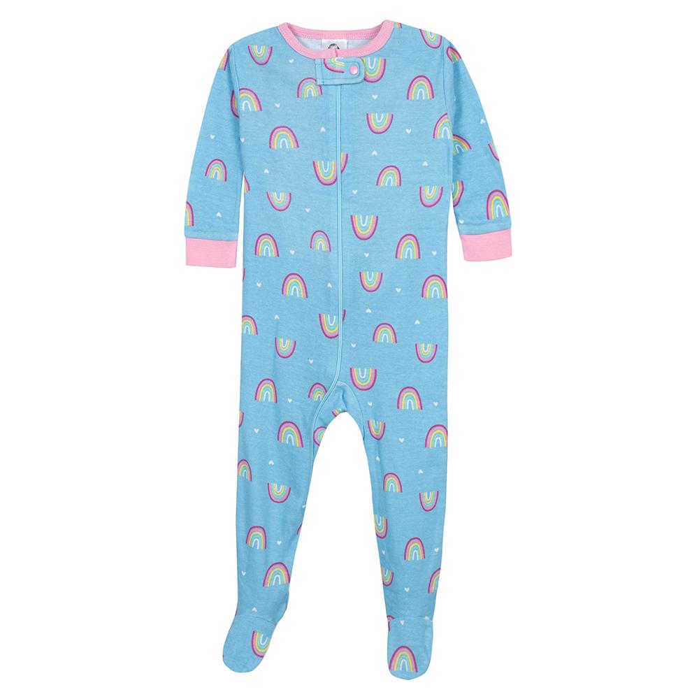 2-Pack Baby Girls Rainbows Snug Fit Footed Pajamas, additional view 1