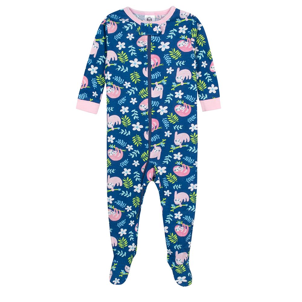 2-Pack Baby Girls Sloths Snug Fit Footed Pajamas, additional view 1