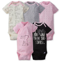 5-Pack Girls Bunny Short Sleeve Onesies® Bodysuits
