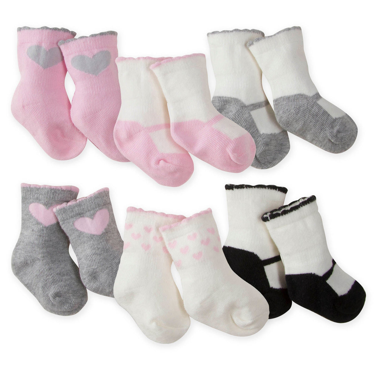 6-Pack Girls Bunny Wiggle Proof Jersey Crew Socks