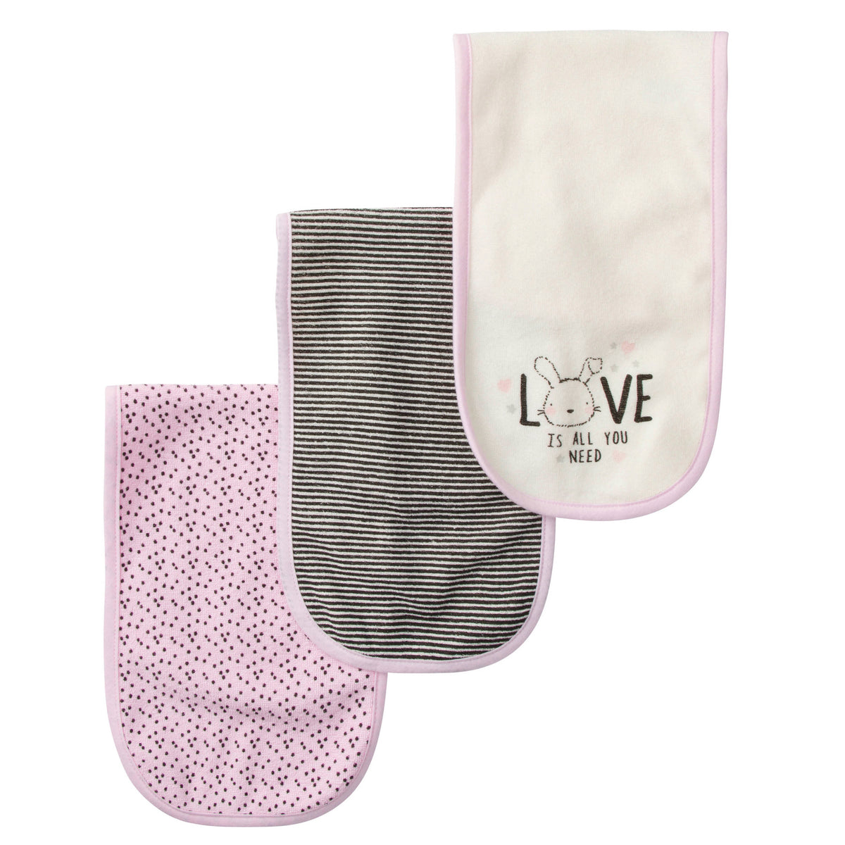 3-Pack Girls Bunny Terry Burp Cloths