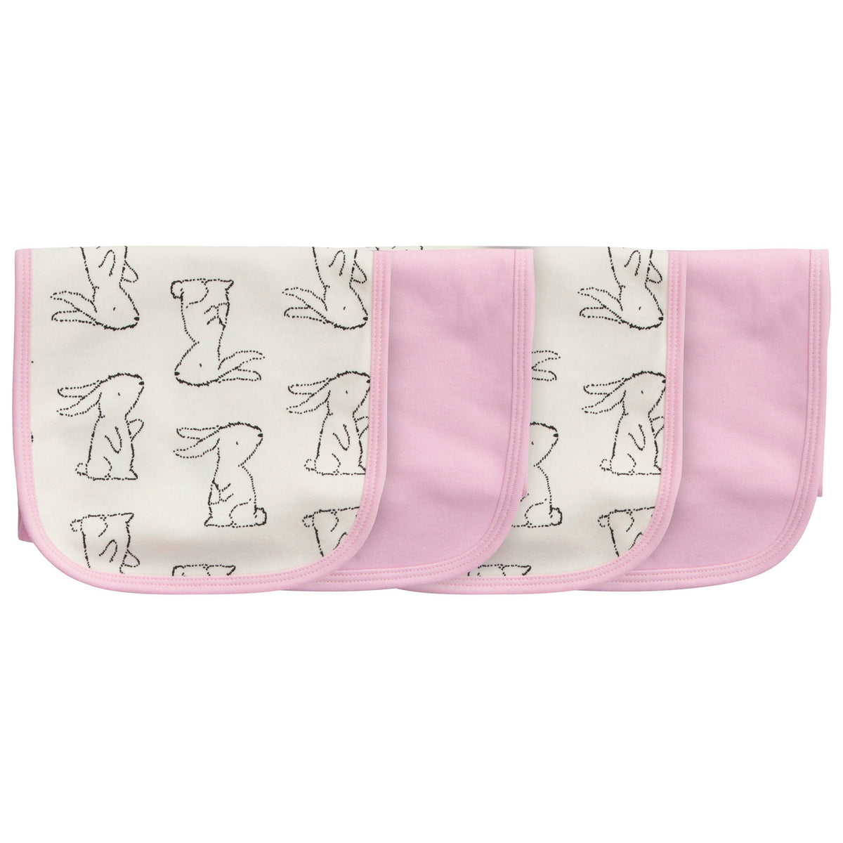 4-Pack Girls Bunny Terry Burp Cloths