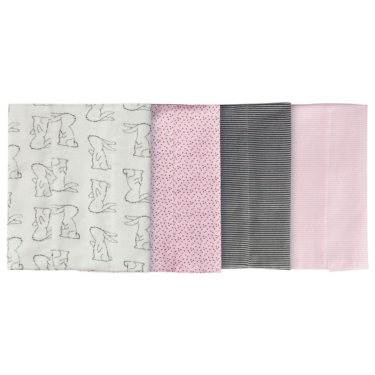 4-Pack Girls Bunny Flannel Burp Cloths