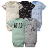 5-Pack Boys Bear Onesies® Brand Short Sleeve Bodysuits