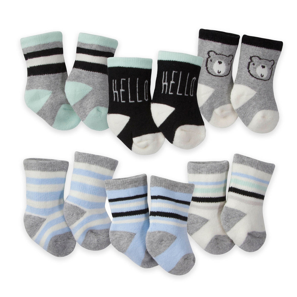 6-Pack Boys Bear Wiggle Proof Terry Crew Socks
