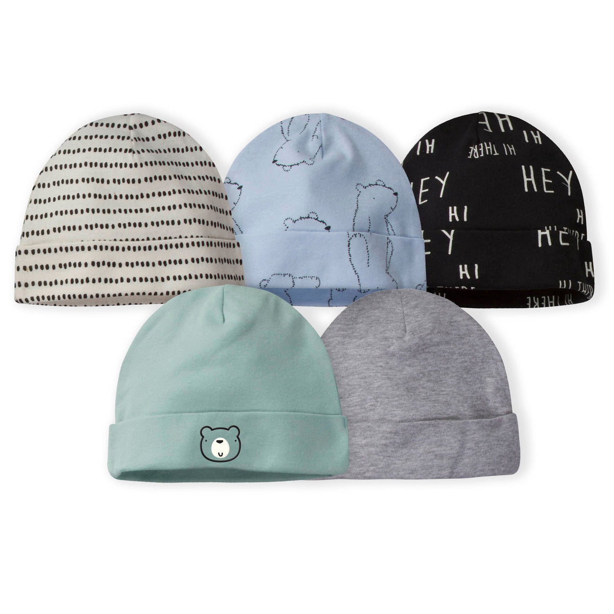 5-Pack Boys Bear Caps
