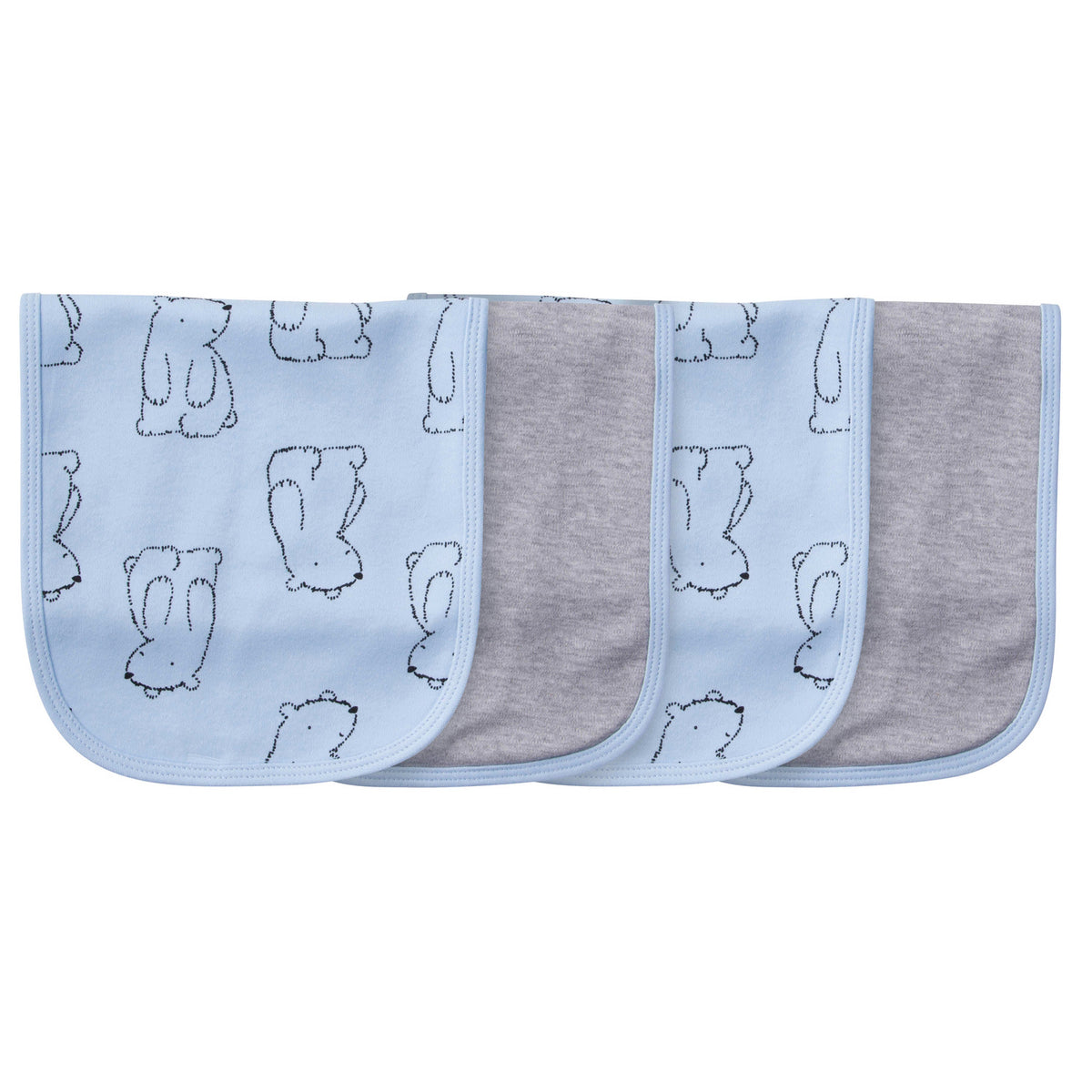 4-Pack Boys Bear Terry Burp Cloths