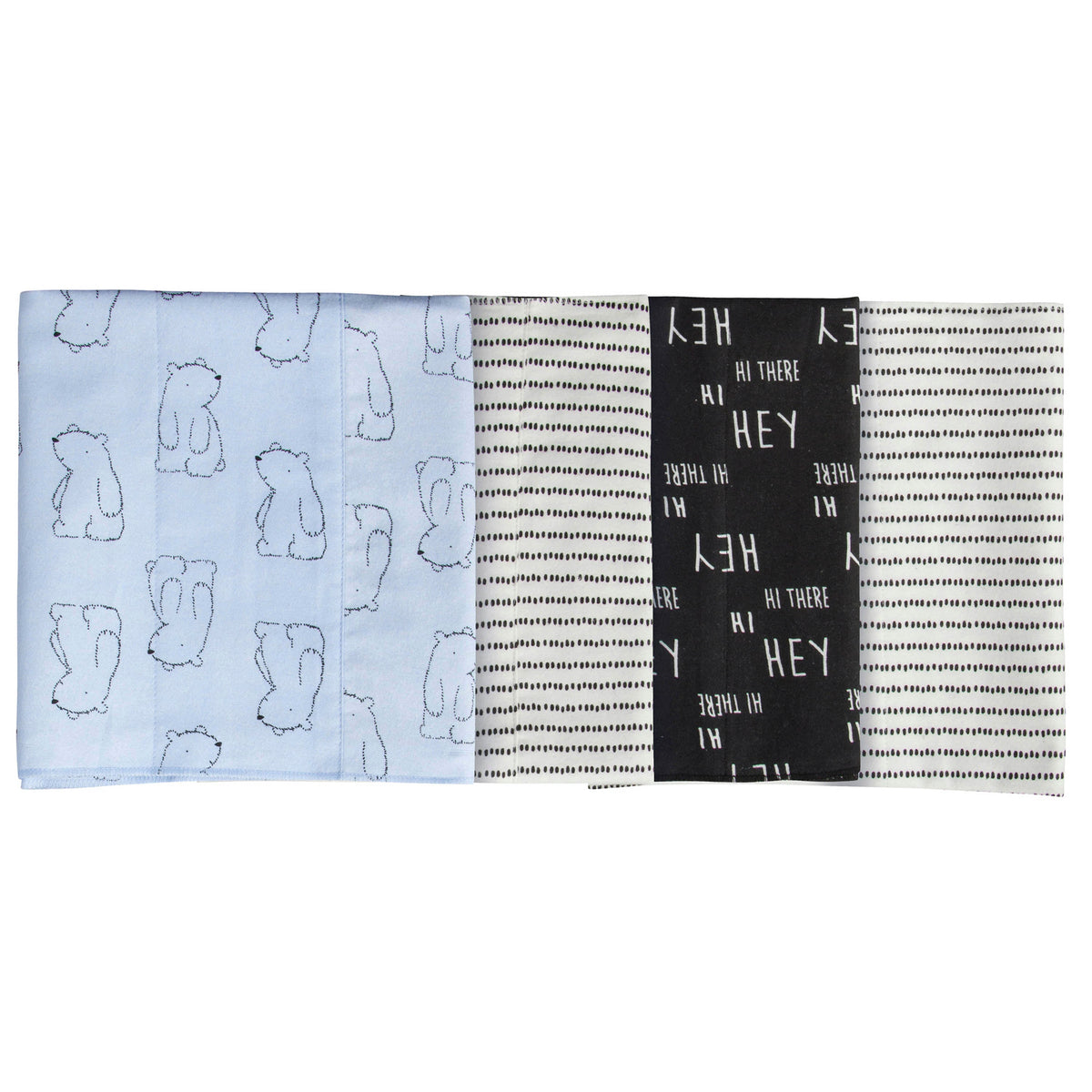 4-Pack Boys Bear Flannel Burp Cloths