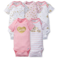 5-Pack Girls Princess Castle Short Sleeve Onesies® Bodysuits