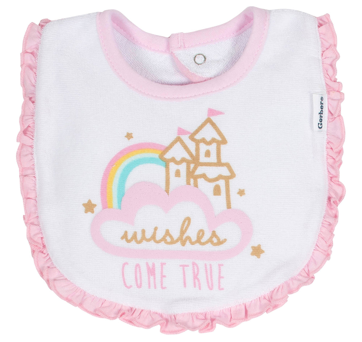 3-Pack Girls Princess Castle Terry Bibs, additional view 1