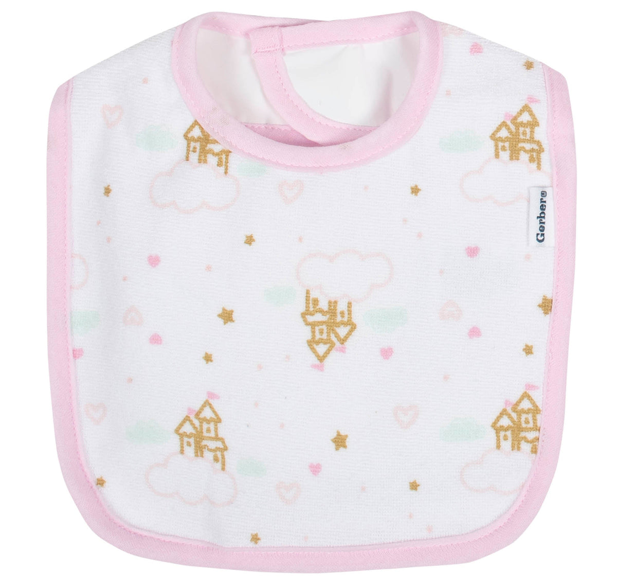 3-Pack Girls Princess Castle Terry Bibs, additional view 2