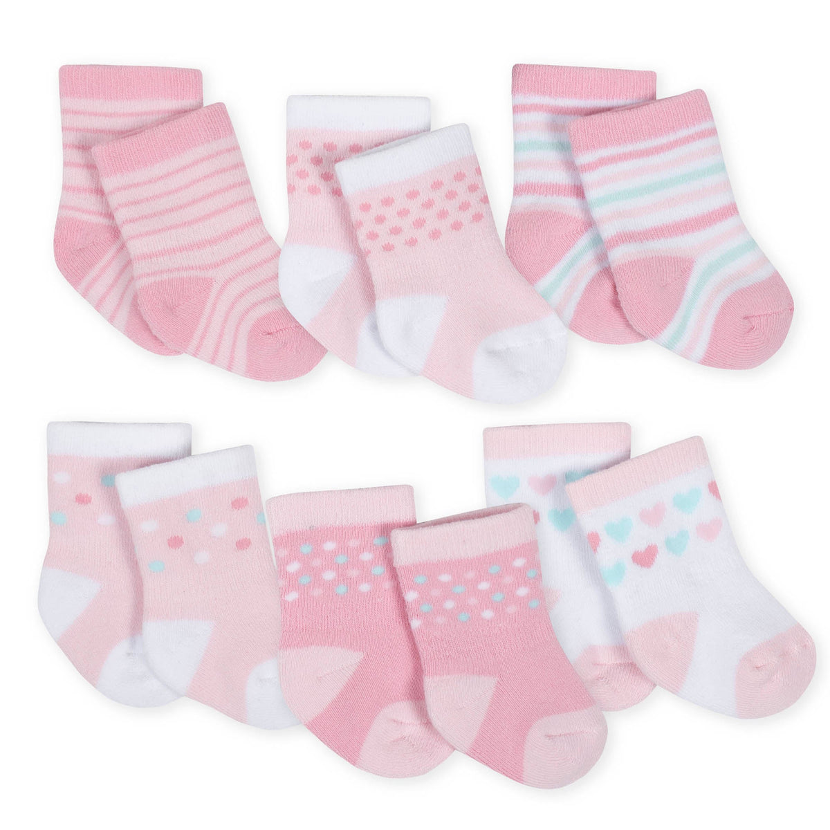 6-Pack Girls Princess Castle Wiggle Proof Terry Crew Socks