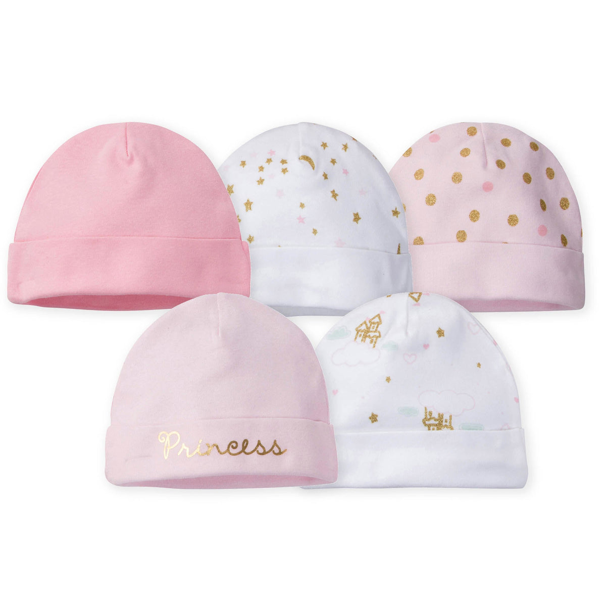 5-Pack Girls Princess Castle Caps