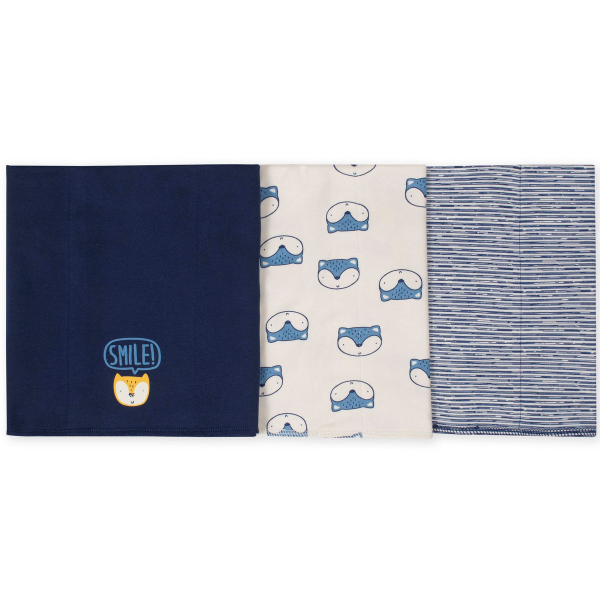3-Pack Boys Fox Knit Burp Cloths