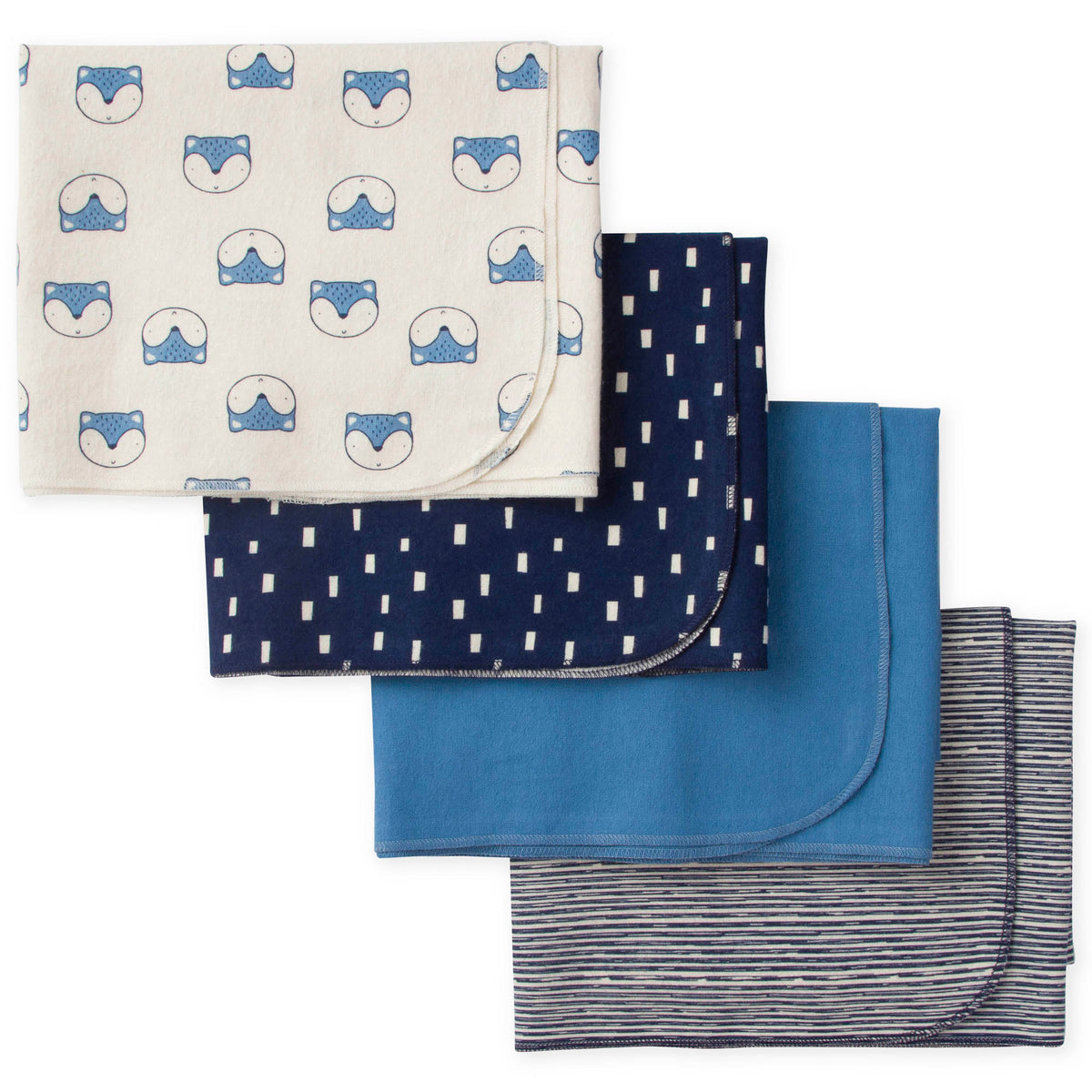 4-Pack Boys Fox Flannel Receiving Blankets