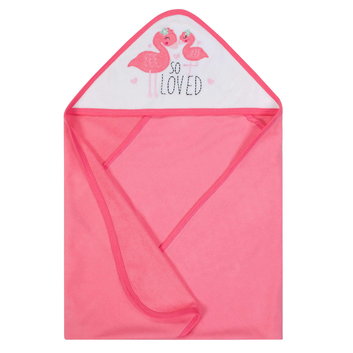 12-Piece Girls Terry Hooded Towel and Washcloth Set - Flamingo, additional view 1