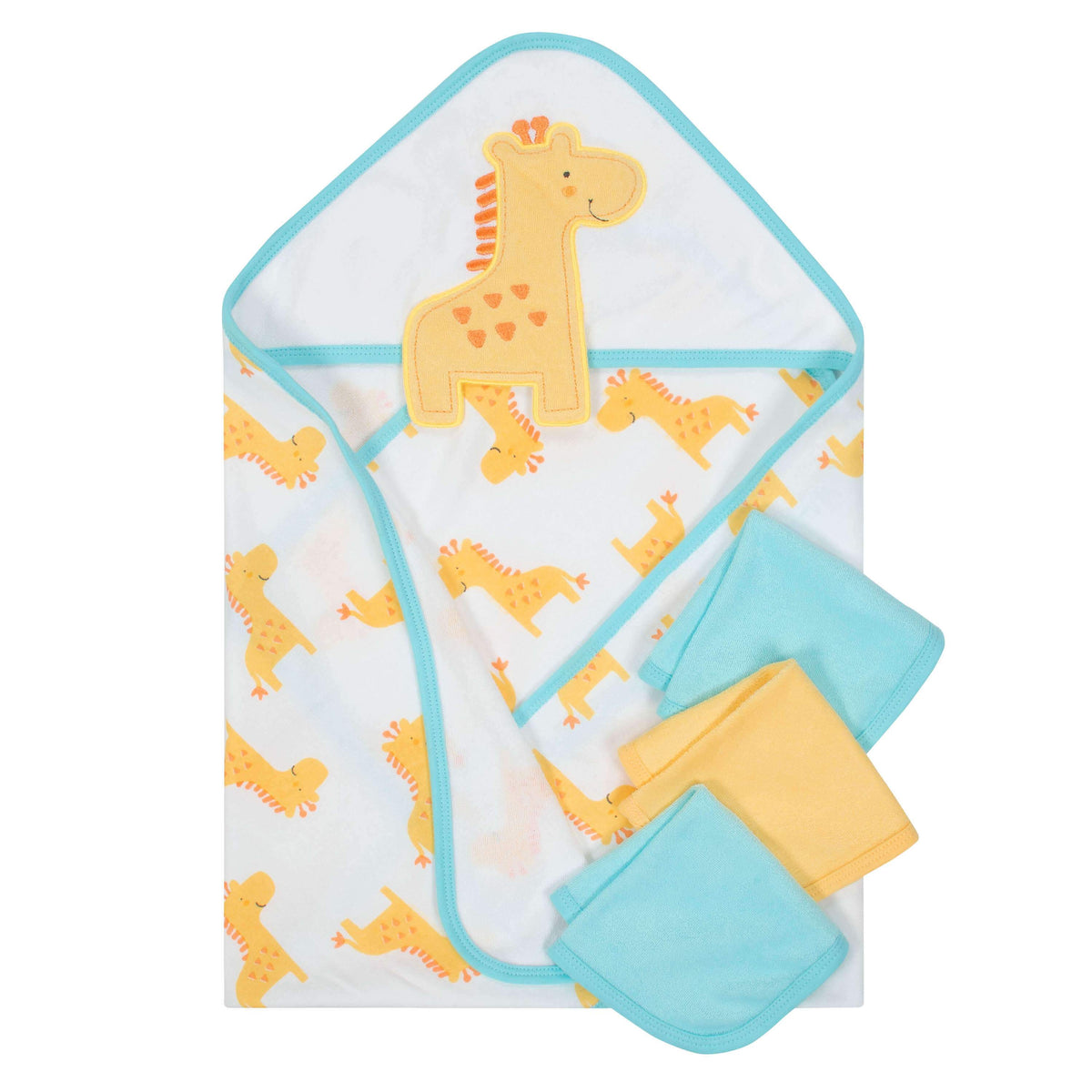10-Piece Boys Terry Hooded Towel and Washcloth Set - Giraffe, view 2