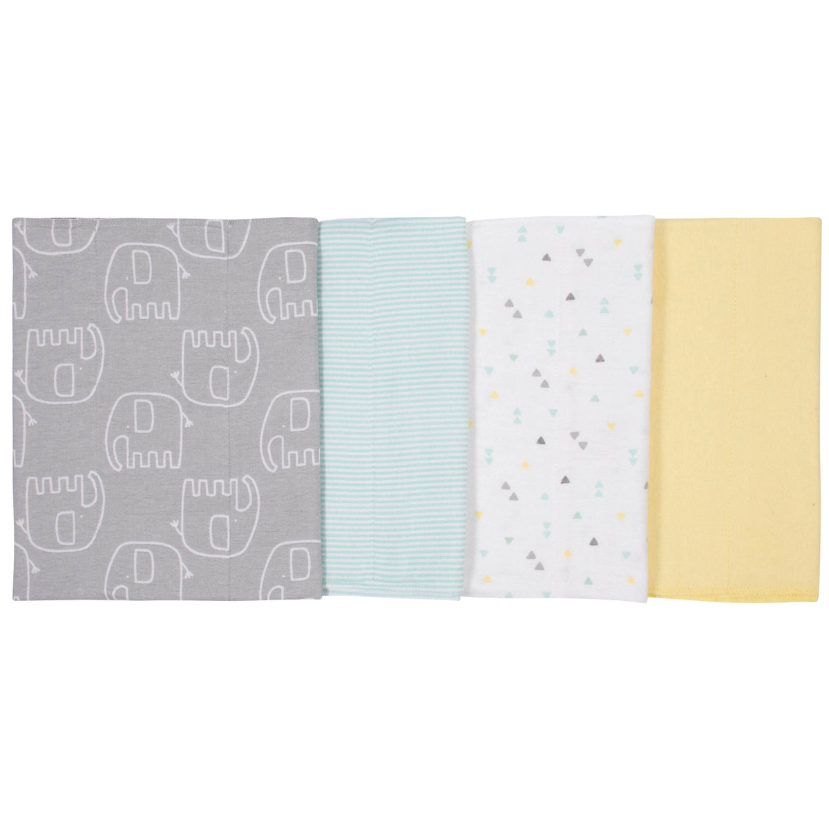 4-Pack Neutral Elephant Flannel Burp Cloths