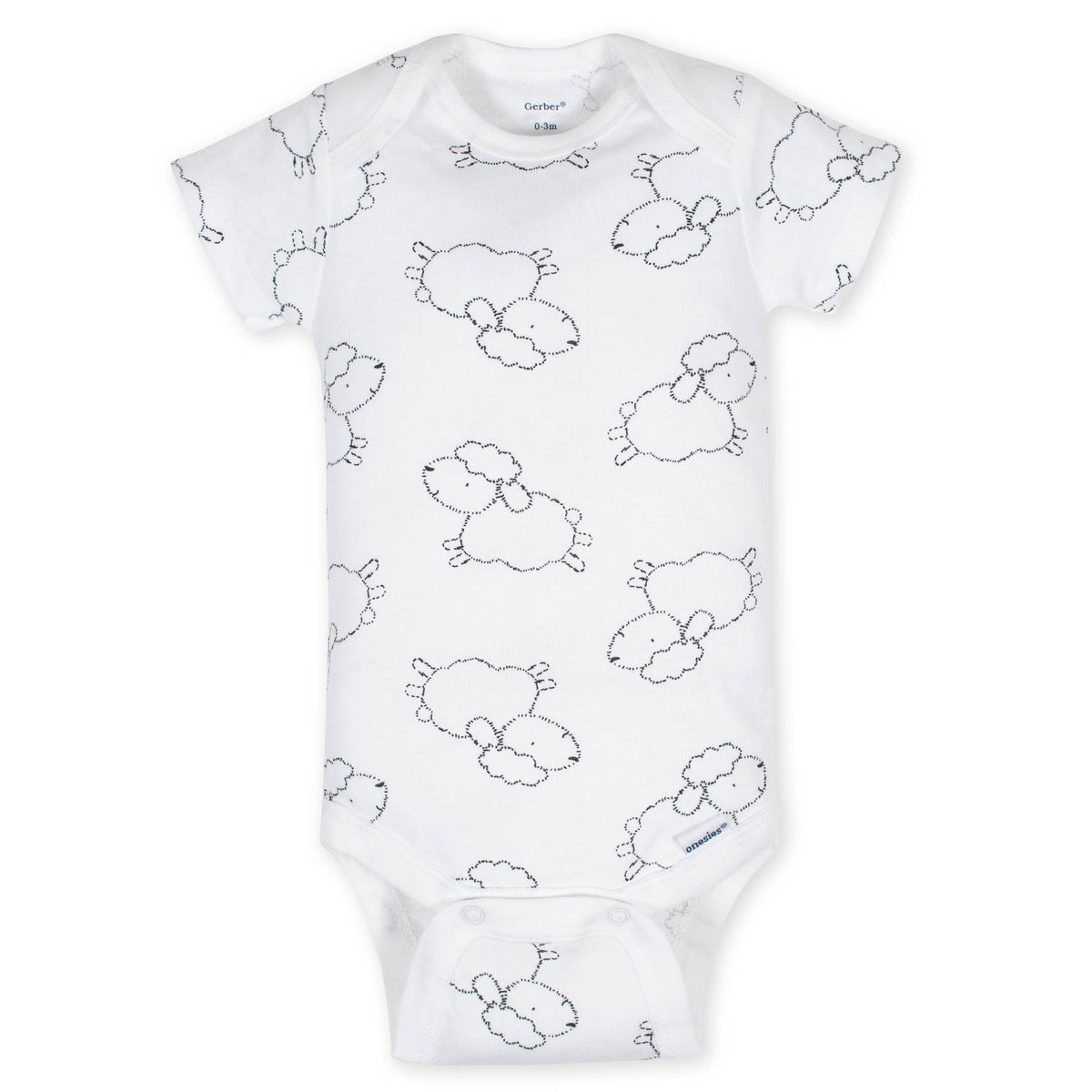 5-Pack Neutral Lamb Short Sleeve Onesies Bodysuits, additional view 2