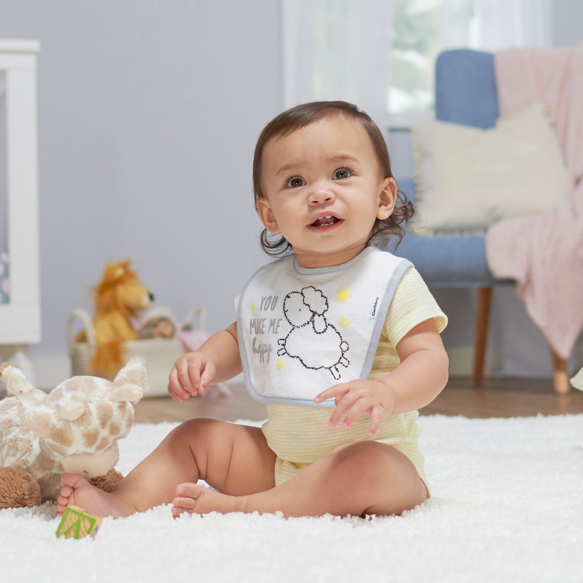 5-Pack Neutral Lamb Short Sleeve Onesies Bodysuits, lifestyle photo 1