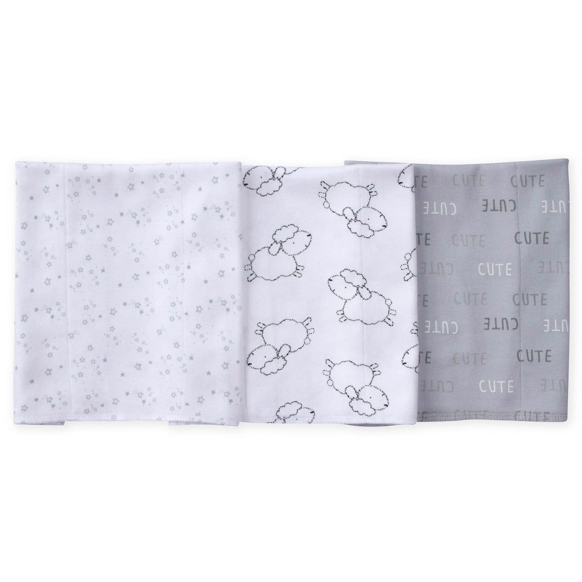 3-Pack Neutral Lamb Knit Burp Cloths
