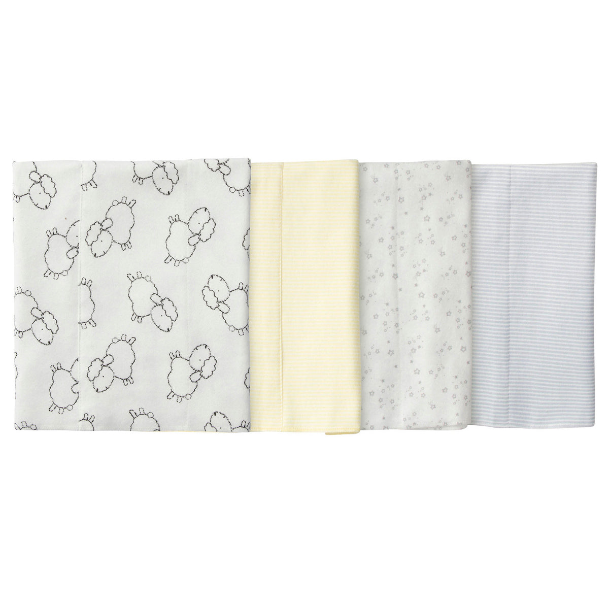 4-Pack Neutral Lamb Flannel Burp Cloths