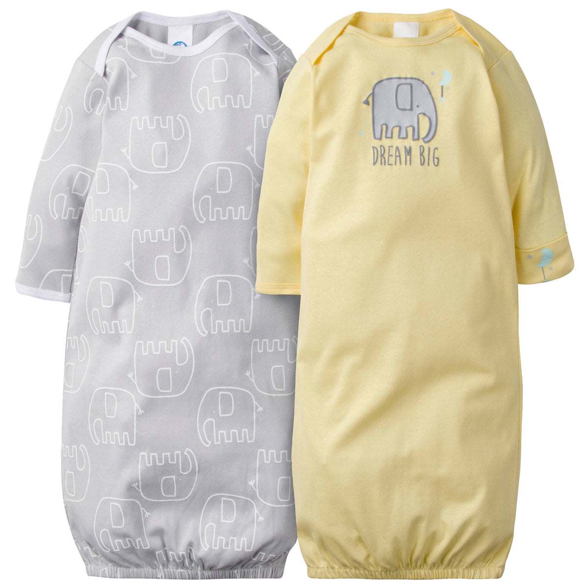 2-Pack Neutral Elephant Gowns