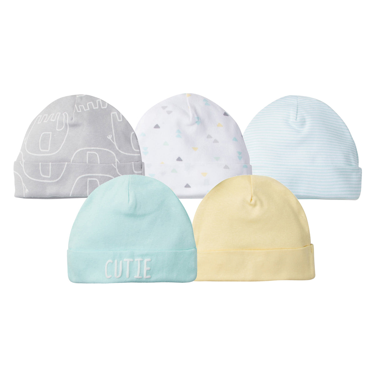 5-Pack Neutral Elephant Caps