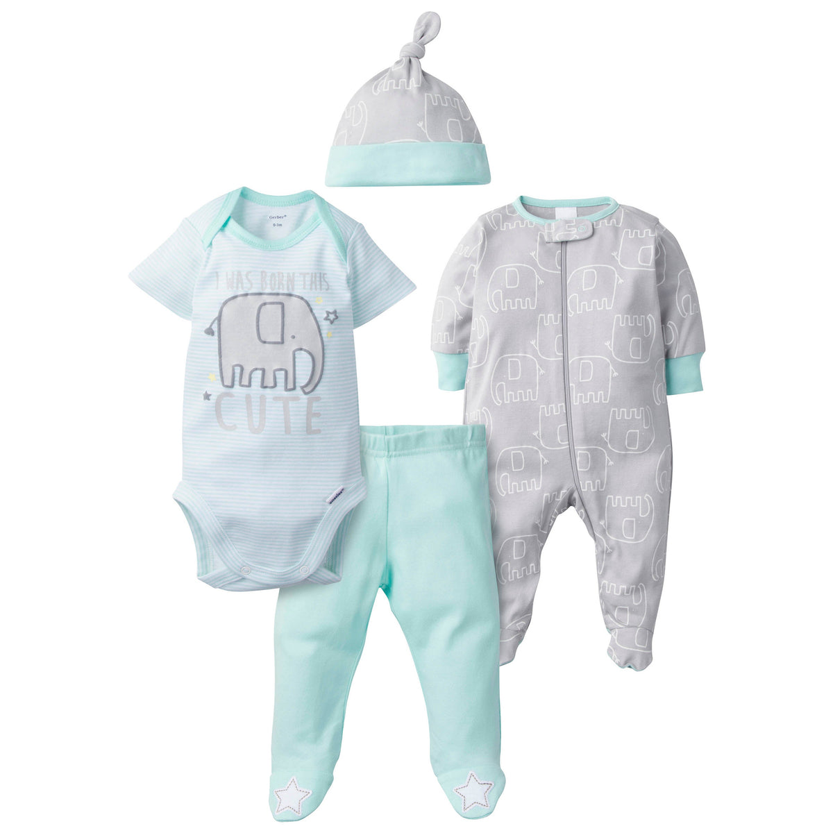4-Piece Neutral Elephant Take-Me-Home Set