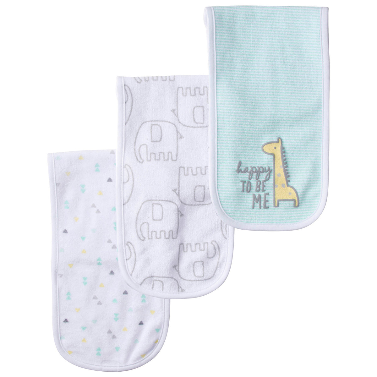 3-Pack Neutral Elephant Terry Burp Cloths