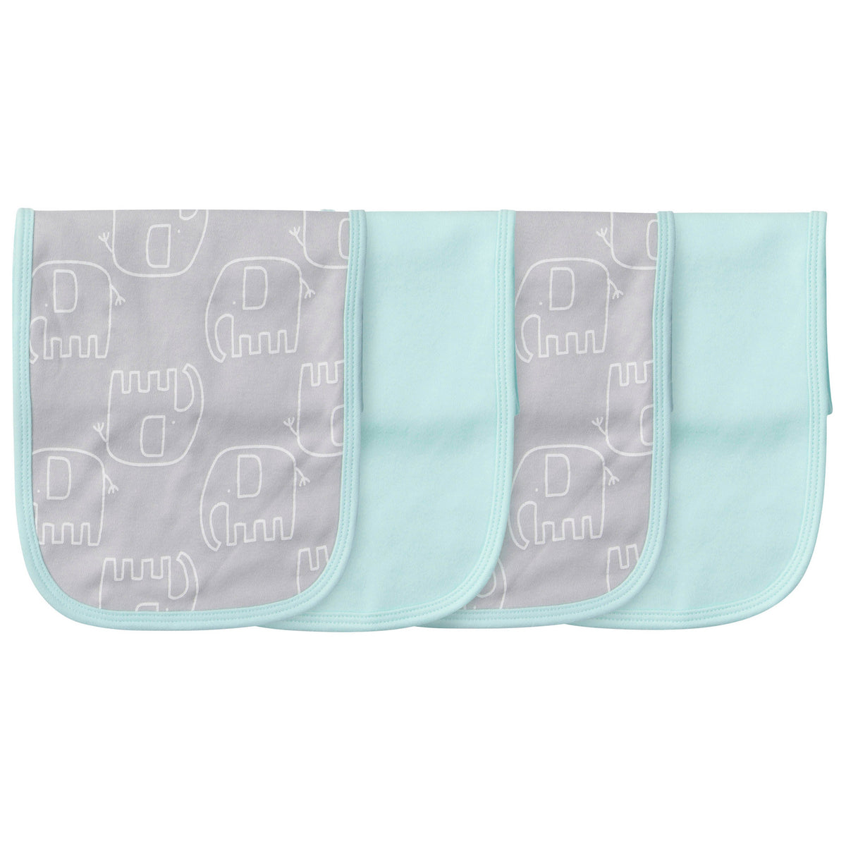 4-Pack Neutral Elephant Terry Burp Cloths